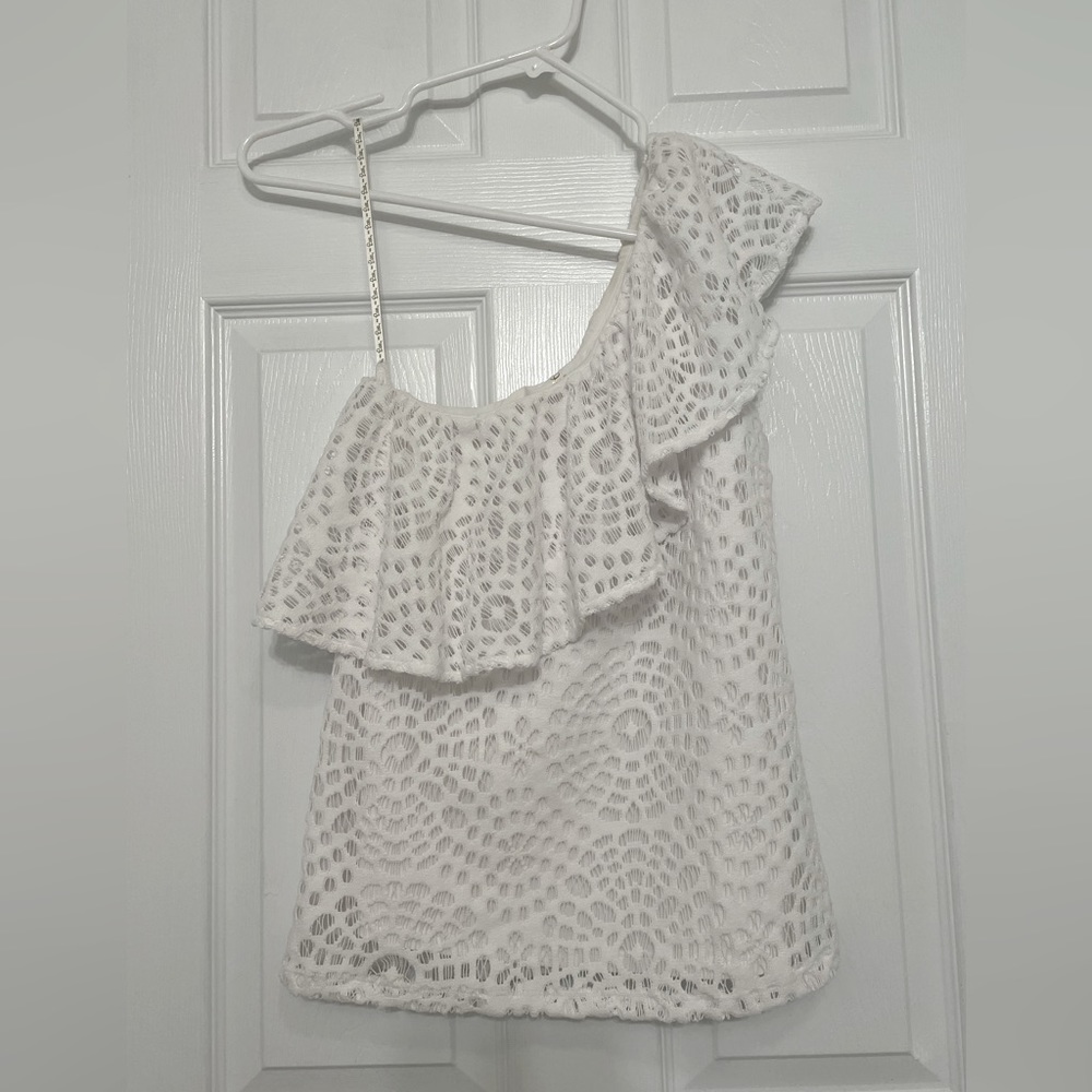 EUC Lilly Pulitzer Matteo Top XS Resort White Sea Urchin Terry Lace